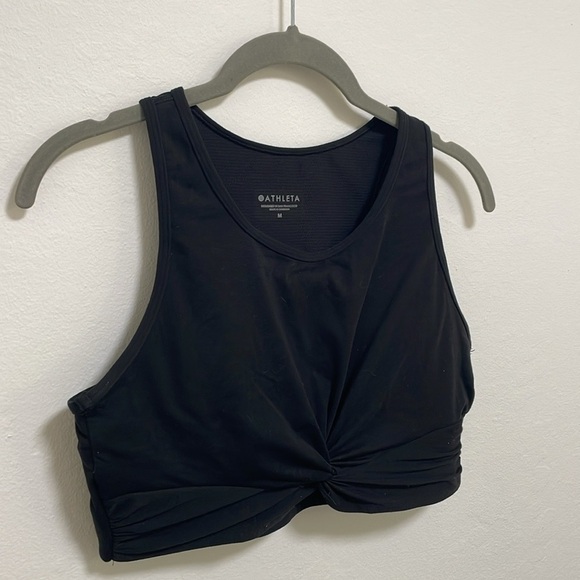 Athleta Twist Knot Crop Top Black Size Medium - Picture 1 of 5